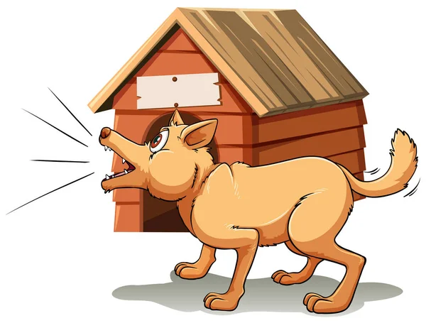 Hundskall framför hund hus — Stock vektor