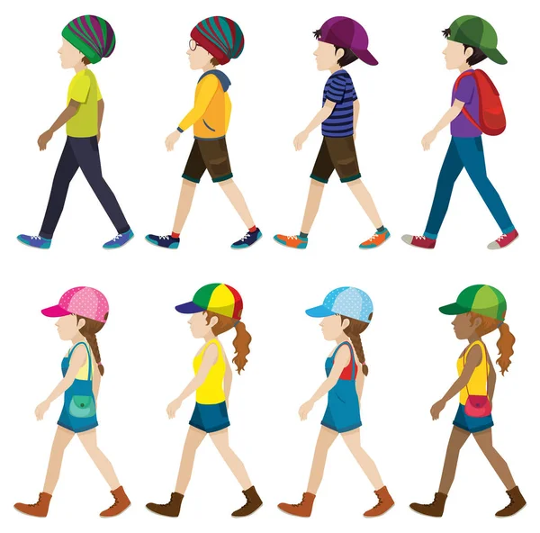 Αρσενικά και θηλυκά χαρακτήρες περπάτημα — Διανυσματικό Αρχείο