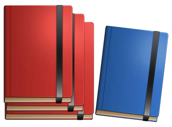 Livres rouges et livre bleu sur fond blanc — Image vectorielle