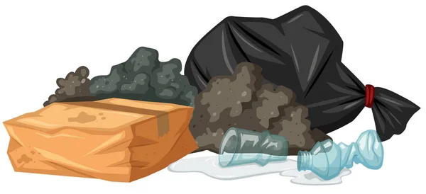 Βρώμικη σκουπίδια από τη σακούλα σκουπιδιών — Διανυσματικό Αρχείο