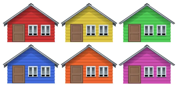 Little house in six colors — Stock Vector