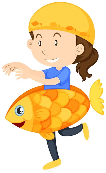 Dziecko w stroju złota rybka — Wektor stockowy