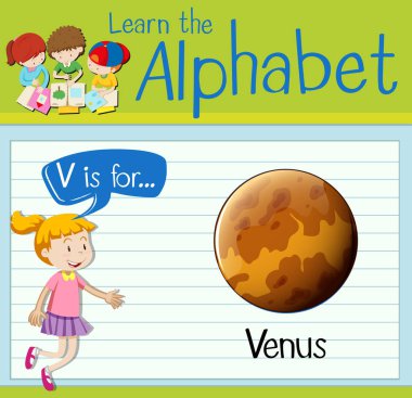 Flashcard V Venüs için harftir