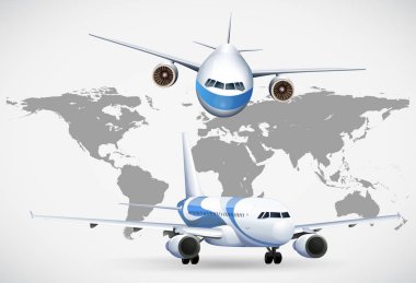 Dünya Haritası üzerinde uçak iki açı