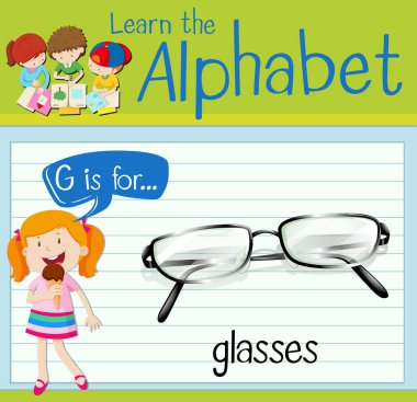 Flashcard G için gözlük harftir