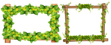 İki çerçeve tasarım yaprakları ile