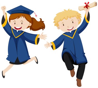 Erkek ve kız mezuniyet elbise