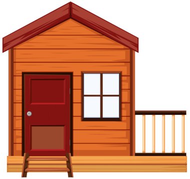 Bir kapı ve bir pencere ile ahşap ev