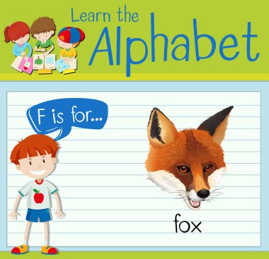 Flashcard F Kızıl saçlı harftir