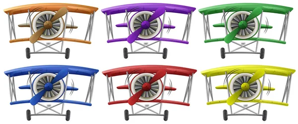 Самолёты шести разных цветов — стоковый вектор