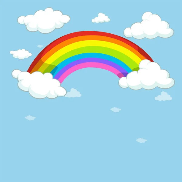 Cielo azul con arco iris colorido — Vector de stock