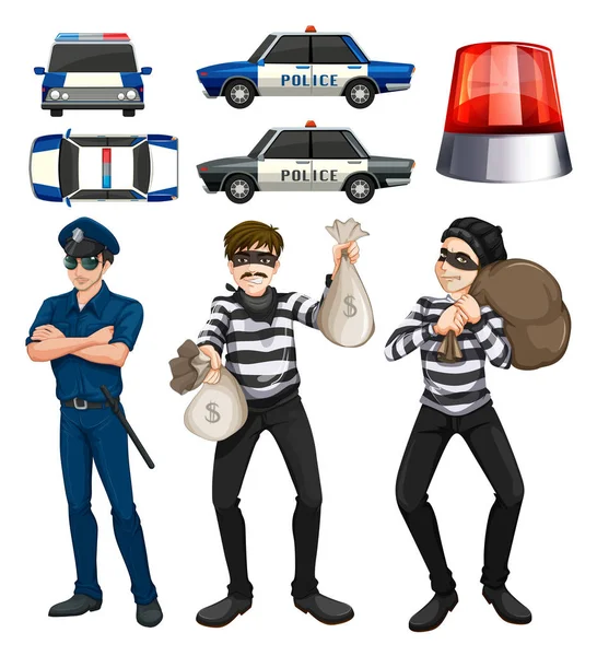 Ensemble policier et voleurs — Image vectorielle