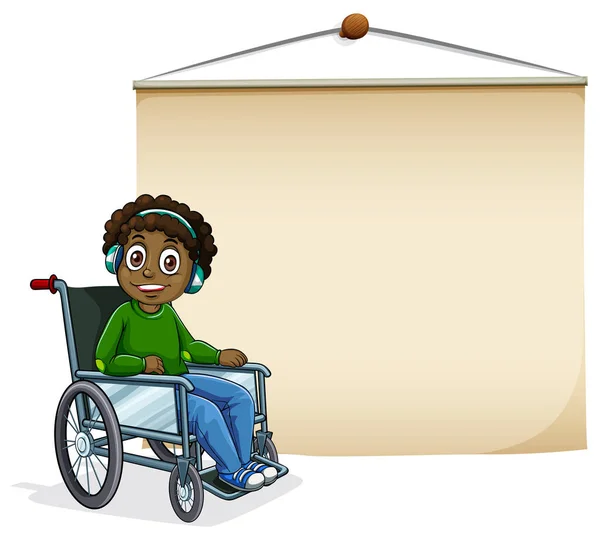 Banner design with boy on wheelchair — Stock Vector