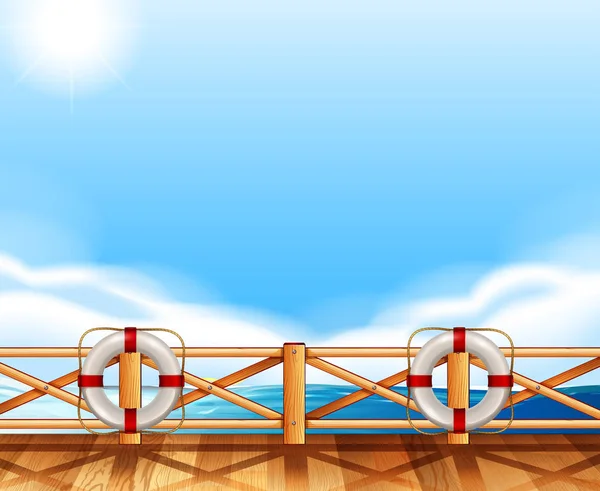 Background design with ocean and deck