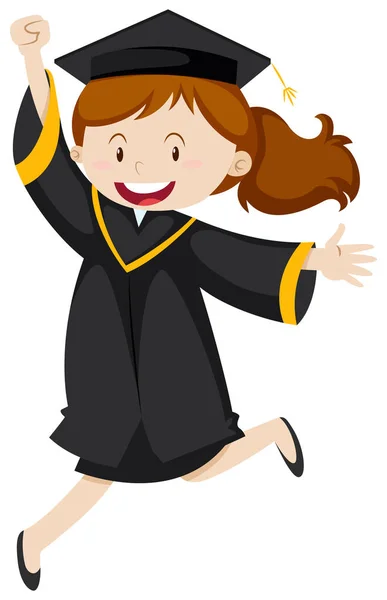 Femme en robe de graduation noire — Image vectorielle