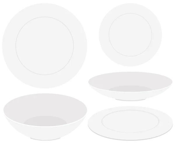设计不同的盘子和碗 — 图库矢量图片
