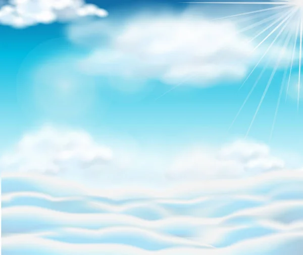 ふわふわの雲が広がる青空 — ストックベクタ