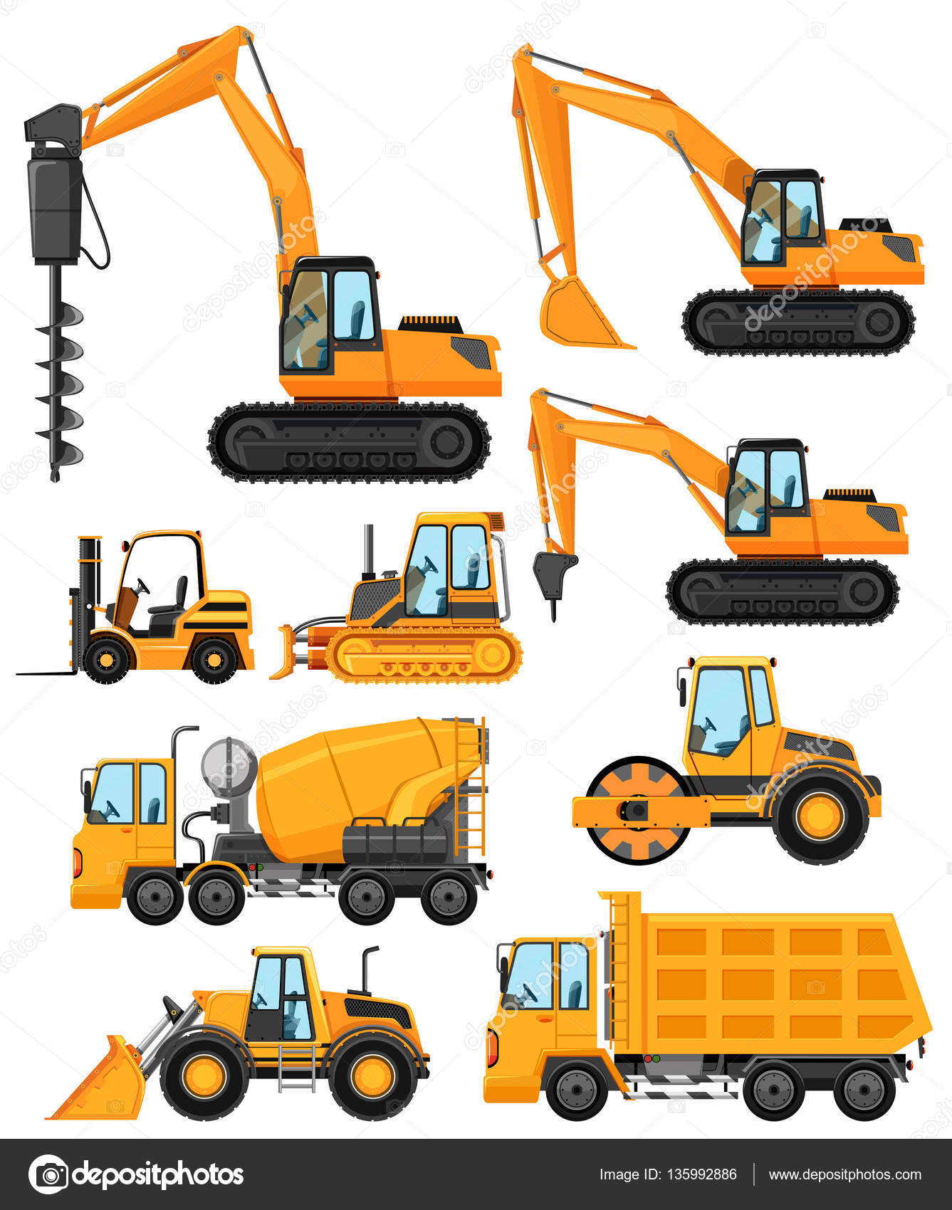 Different types of construction vehicles Stock Vector Image by