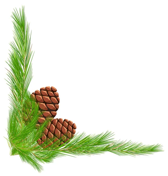 Border template with pinecones and leaves — Stock Vector