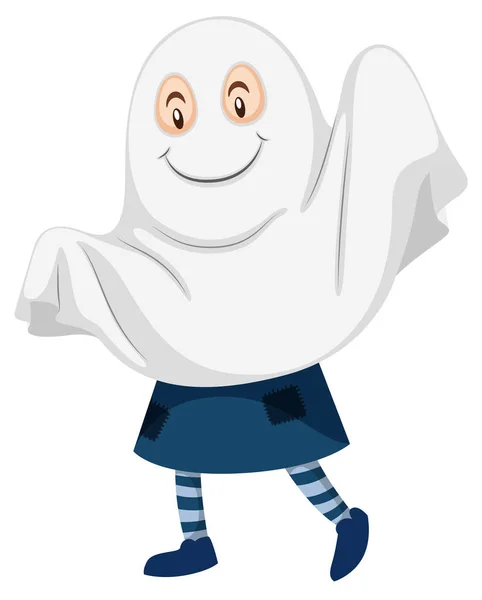 Het dragen van ghost kostuum kind — Stockvector