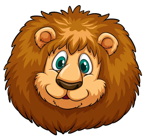 Cabeza de león con cara feliz — Vector de stock