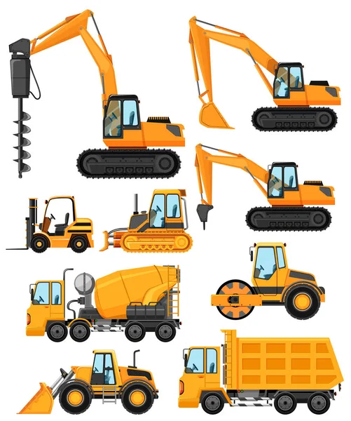 Diferentes tipos de vehículos de construcción — Archivo Imágenes Vectoriales