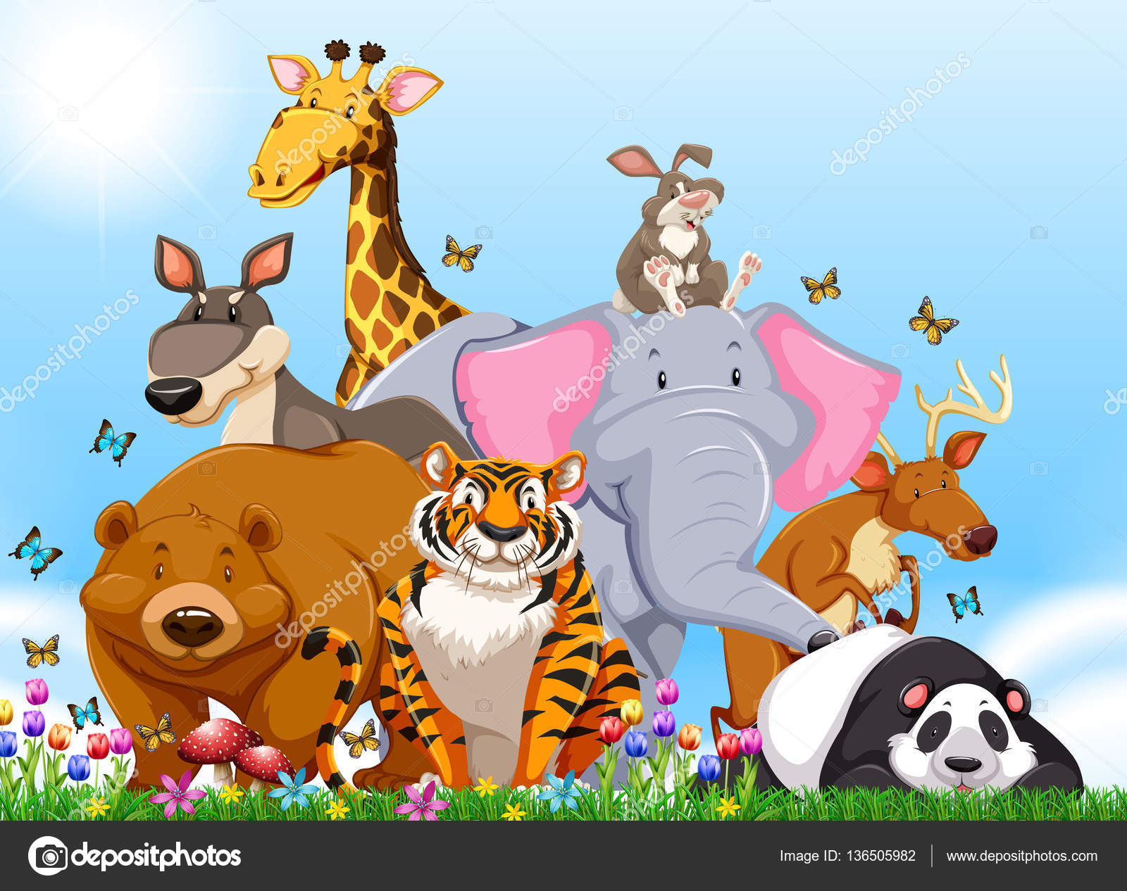 Many types of wild animals in the field Stock Vector Image by ©blueringmedia #136505982 Many types of wild animals in the field Stock Vector Image by ©blueringmedia #136505982