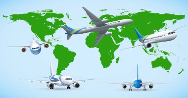 Beş uçak dünya çapında uçan