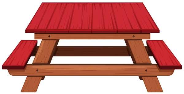 Picnic table painted in red — Stock Vector