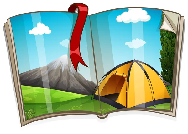Camping en el libro — Archivo Imágenes Vectoriales