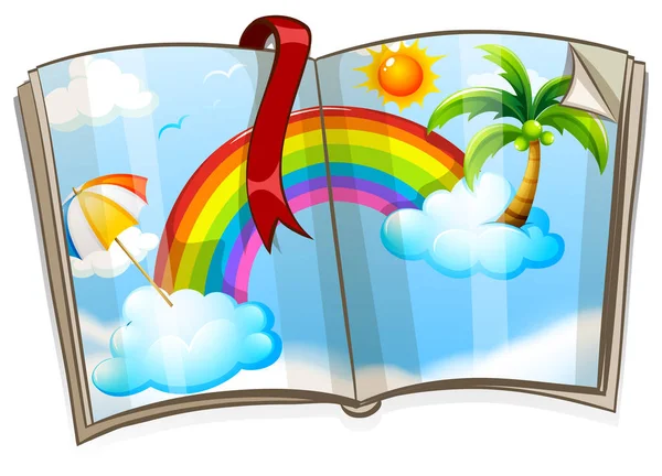 Bunter Regenbogen im Buch — Stockvektor