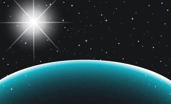 Ruimte scène met planeet en sterren — Stockvector