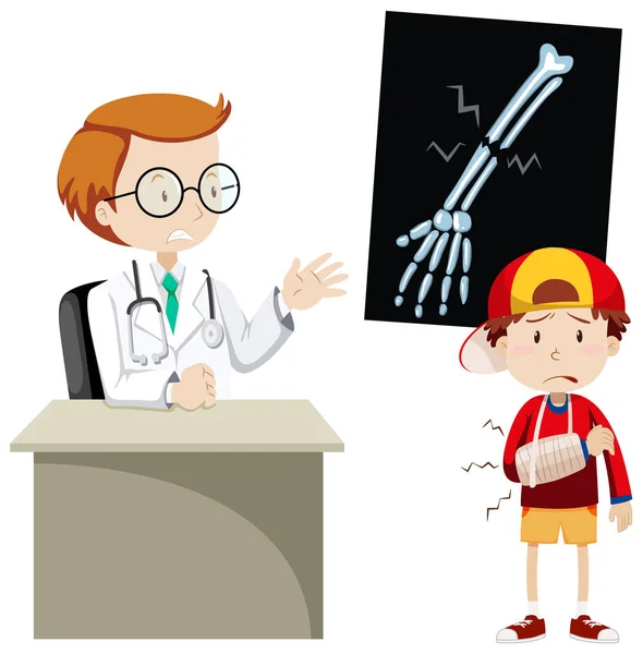 Läkare förklara röntgenfilm för pojke — Stock vektor