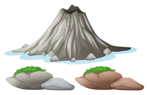 Vulkan und verschiedene Schattierungen von Felsen — Stockvektor