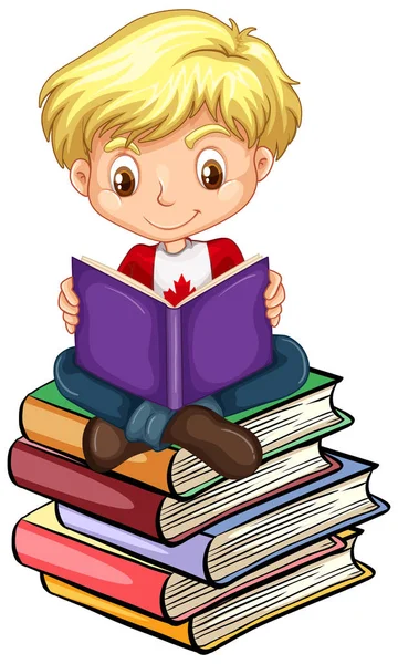 Kanadalı çocuk kitap okumak — Stok Vektör