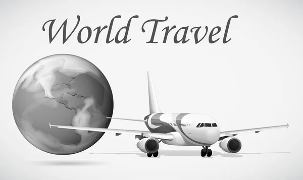Wereld reizen met vliegtuig en wereld — Stockvector