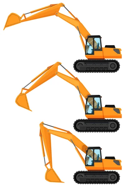 Bulldozers in drie posities — Stockvector