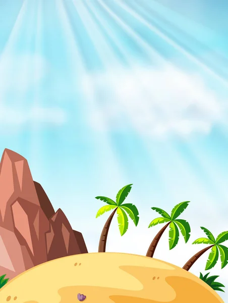 Scena z palmami kokosowymi na plaży — Wektor stockowy