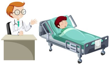 Hasta çocuk ve doktor clicnic