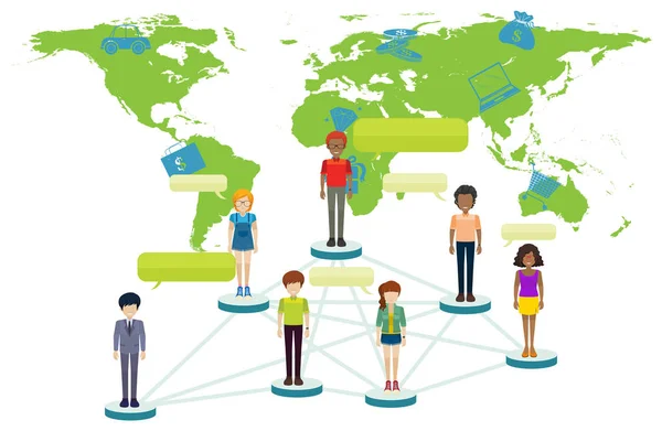 Infografika s lidé a svět mapa — Stockový vektor