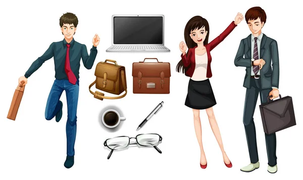 Business people and personal items — Stock Vector