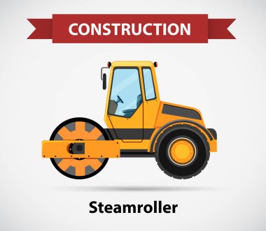 Construction icon for steamroller clipart
