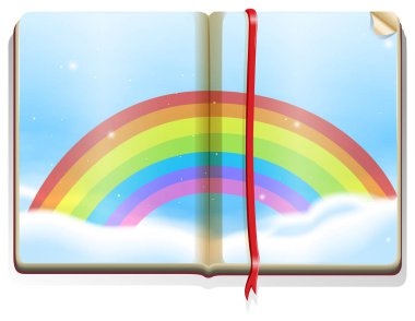 Gökkuşağı kitap ile sahne