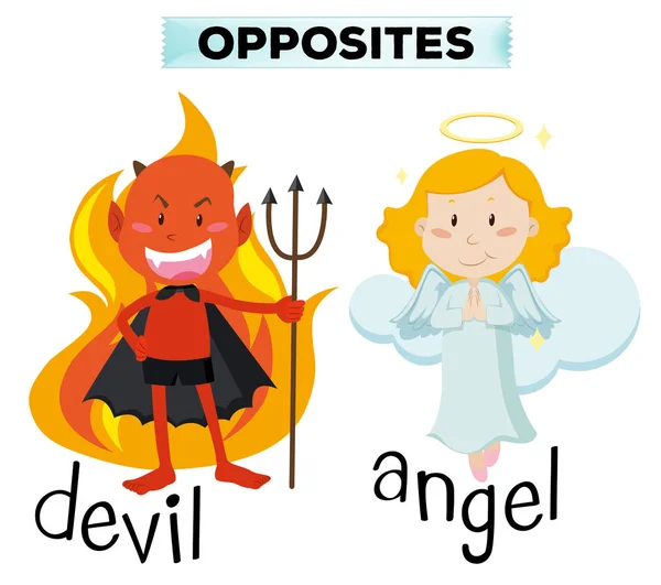 Caractères du diable et de l'ange sur blanc — Image vectorielle