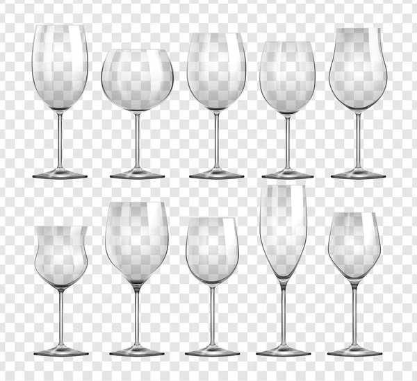 Different types of wine glasses — Stock Vector