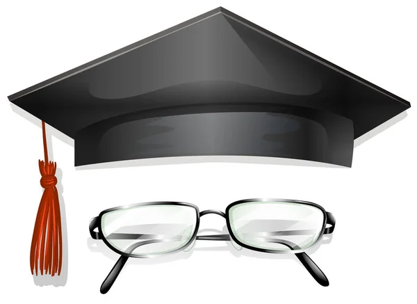 Graducation cap och glasögon — Stock vektor