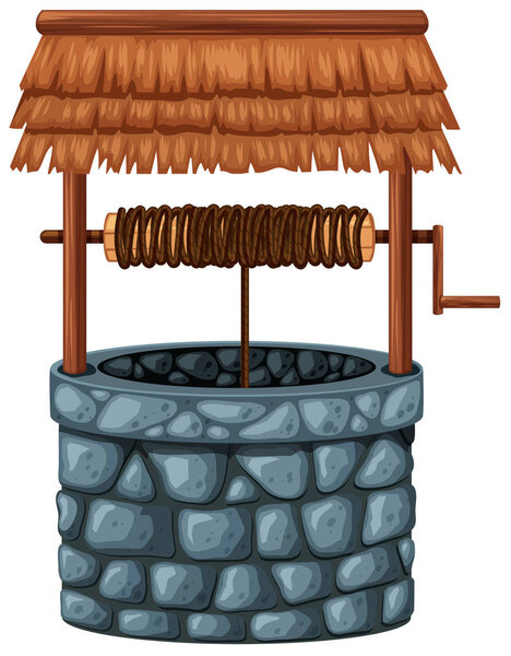 Каменный колодец на белом фоне
