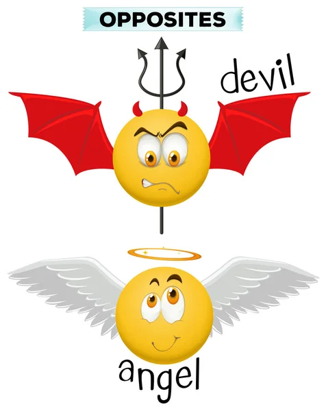 Mots opposés avec diable et ange — Image vectorielle