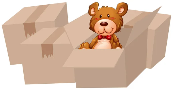 Teddy bear in the cardboard box — Stock Vector