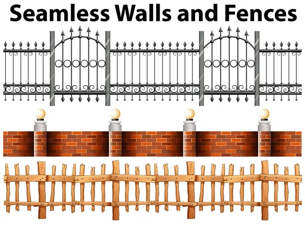 シームレスな壁とフェンス — ストックベクタ